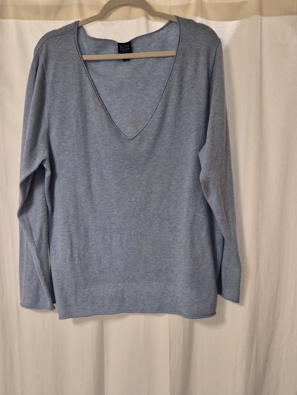 Eileen Fisher Soft Light Blue V-Neck Long Sleeve Top